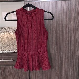 WINE PEPLUM LACE TANK TOP😍😍😍😍